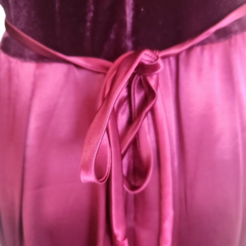 Vintage 90s Velvet Satin Maxi Dress 8P  Red Burgundy Whimsigoth Gothic Witchy - Picture 8 of 16